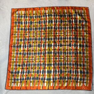 Vintage Vera Neumann Square Scarf Orange Abstract Grid Made in Japan Ladybug